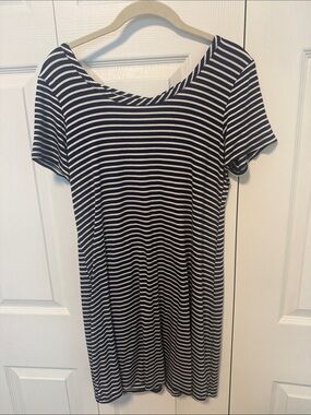 Olivia Rae Black and White Striped Short Sleeve Dress